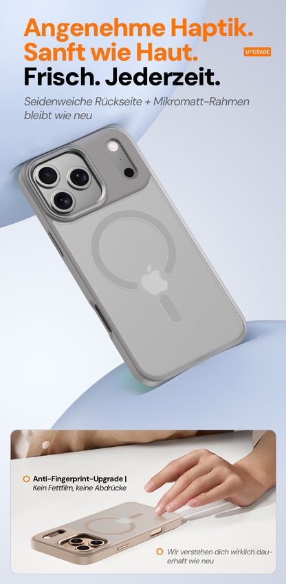 Goldsaff iPhone Hülle MagSafe | Alloy Kamerarahmen | Matt Transparent | Stoßfest Anti-Fingerabdruck | für iPhone 16, 17, 17 Pro, 17 Pro Max