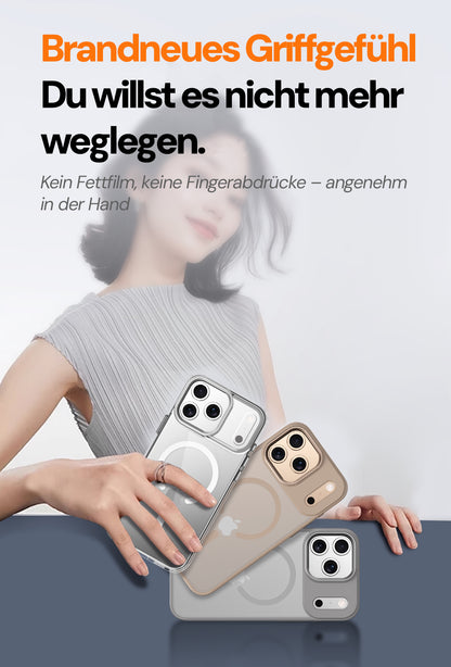Goldsaff iPhone Hülle MagSafe | Alloy Kamerarahmen | Matt Transparent | Stoßfest Anti-Fingerabdruck | für iPhone 16, 17, 17 Pro, 17 Pro Max