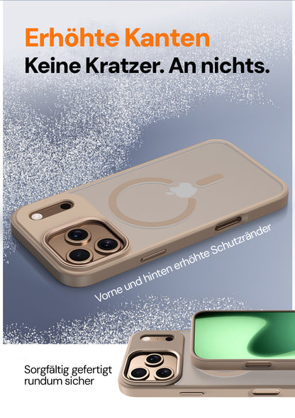 Goldsaff iPhone Hülle MagSafe | Alloy Kamerarahmen | Matt Transparent | Stoßfest Anti-Fingerabdruck | für iPhone 16, 17, 17 Pro, 17 Pro Max
