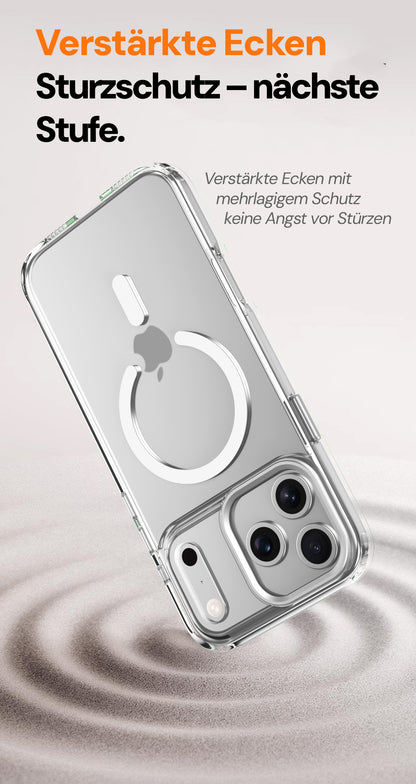 Goldsaff iPhone Hülle MagSafe | Alloy Kamerarahmen | Matt Transparent | Stoßfest Anti-Fingerabdruck | für iPhone 16, 17, 17 Pro, 17 Pro Max