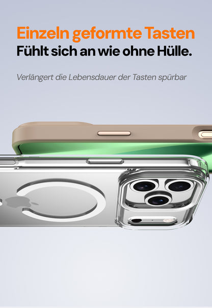 Goldsaff iPhone Hülle MagSafe | Alloy Kamerarahmen | Matt Transparent | Stoßfest Anti-Fingerabdruck | für iPhone 16, 17, 17 Pro, 17 Pro Max