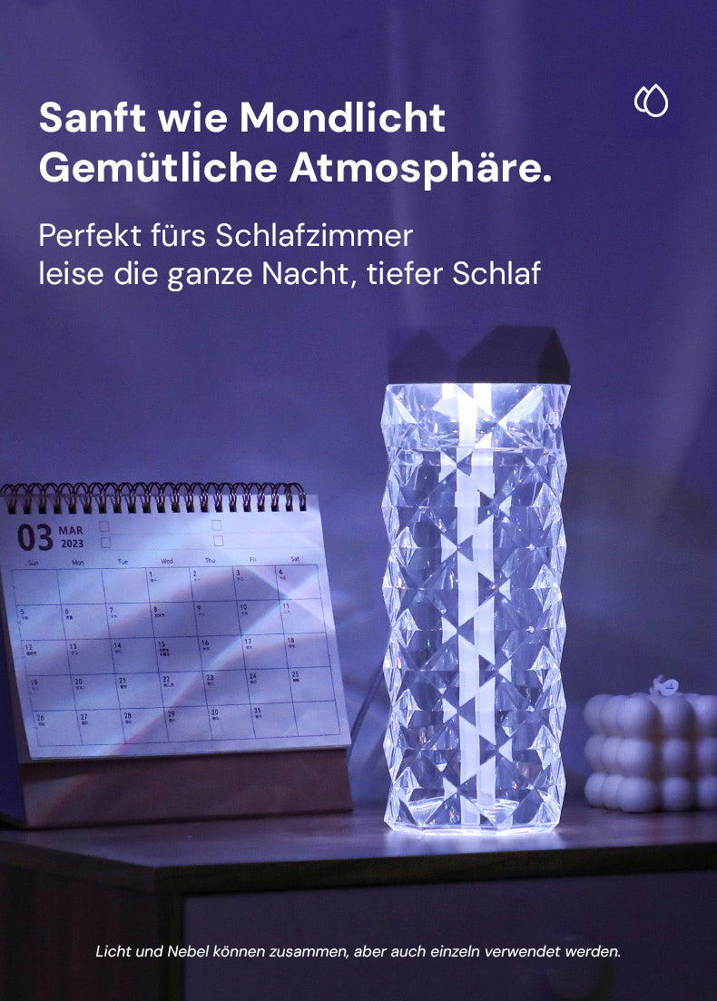 Goldsaff Kristall Luftbefeuchter | 20h Intervall | Elegantes Schlankes Design | Automatische Abschaltung | Schlafzimmer, Büro & Wohnzimmer