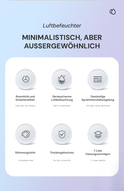 Goldsaff Kristall Luftbefeuchter | 20h Intervall | Elegantes Schlankes Design | Automatische Abschaltung | Schlafzimmer, Büro & Wohnzimmer