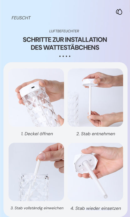 Goldsaff Kristall Luftbefeuchter | 20h Intervall | Elegantes Schlankes Design | Automatische Abschaltung | Schlafzimmer, Büro & Wohnzimmer