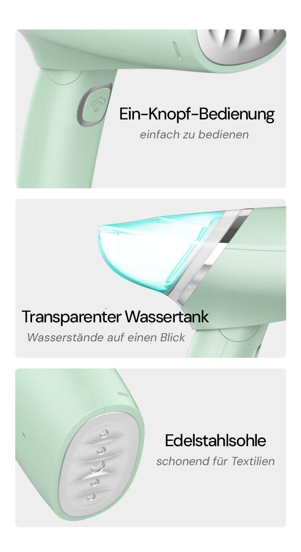 Goldsaff Reisebügeleisen 1000W | Faltbar & 2-in-1 Dampfbügeleisen | 30 Sek. Aufheizzeit | 100ml Wassertank | Hänge & Flachbügeln